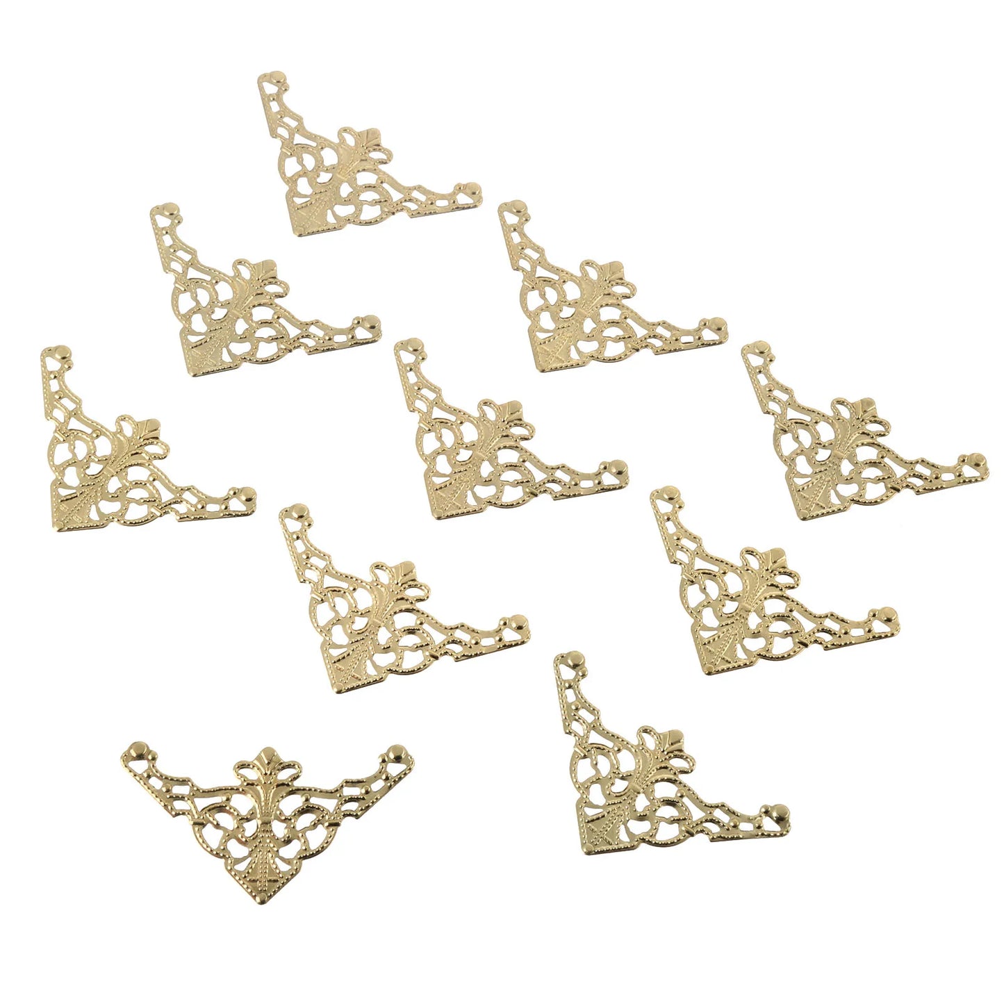 10Pcs Wooden Case Corner Protector Decorative Corner Furniture Metal Crafts Jewelry Box Corner Foot