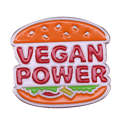 Vegan Enamel Pin Hamburger Broccoli Carrot Pussy Vegetarian Vegetables Badge Cartoon Brooch