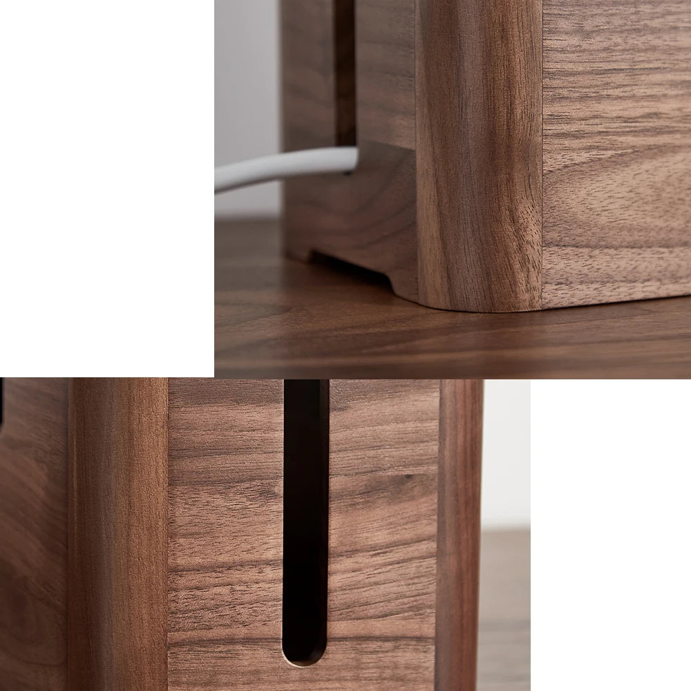 Cable Organizer Management Black Walnut Wood Storage Box Dustproof Junction Box Desktop Clip Holder For TV Box Organizer Shelf