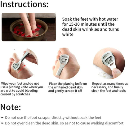 Foot Callus Shaver Heel Hard Skin Remover Hand Feet Pedicure Razor Tool Shavers Stainless Steel Handle 10 Blades Foot Care Tools