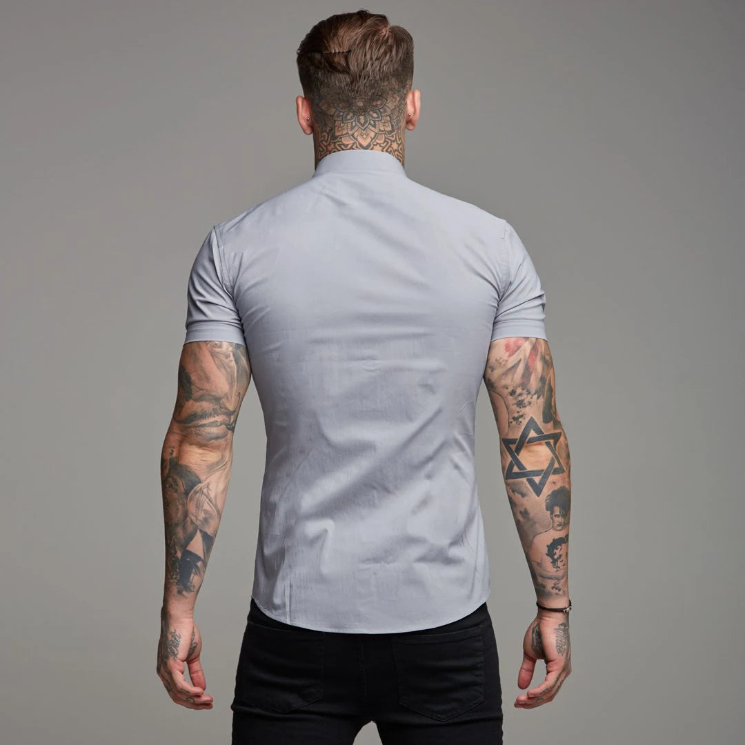 Summer Fashion Slim Fit Button Short Sleeve Shirts Men Casual Sportswear Dress Shirt Male Hipster Shirts Tops Fitness Clothing