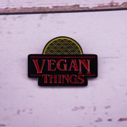 Vegan Enamel Pin Hamburger Broccoli Carrot Pussy Vegetarian Vegetables Badge Cartoon Brooch