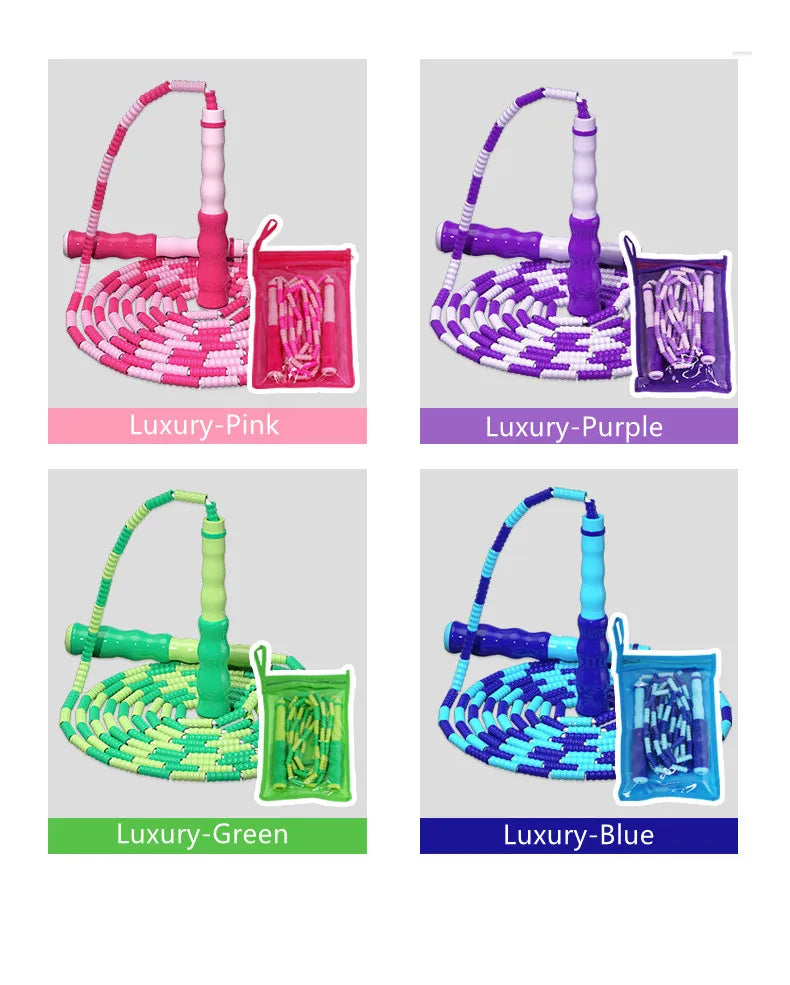 Tangle-Free Segmented Beaded Jump Rope For Kids Fitness Skipping Rope For Men and Women Adjustable Length Weight Loss