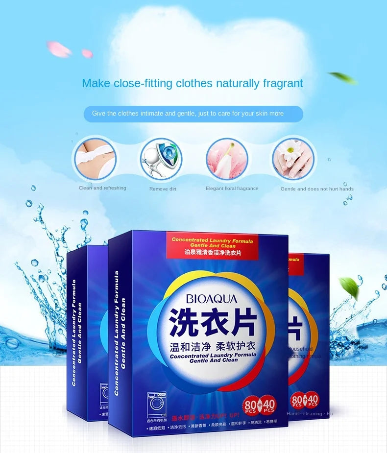 40-120Pcs Efficient Detergent New Fragrance Formula Strong Deep Cleaning Detergent Easy Dissolve Laundry Soap Tablets