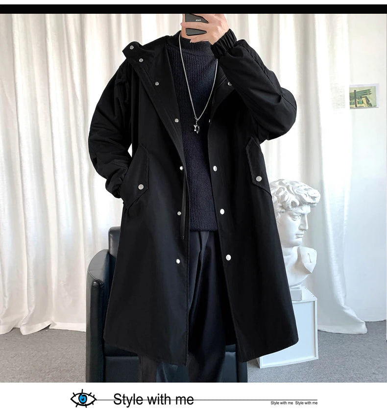 Men's Autumn New Hooded Jacket Korean Streetwear Oversize Coats Korean Streetwear Fashion Male Clothing Hip Hop Loose Jackets