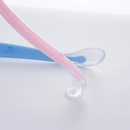 Baby Soft Silicone Feeding Spoon Dishes Tableware Candy Color Temperature Sensing Spoon Utensils Children Food Baby Feeding Tool