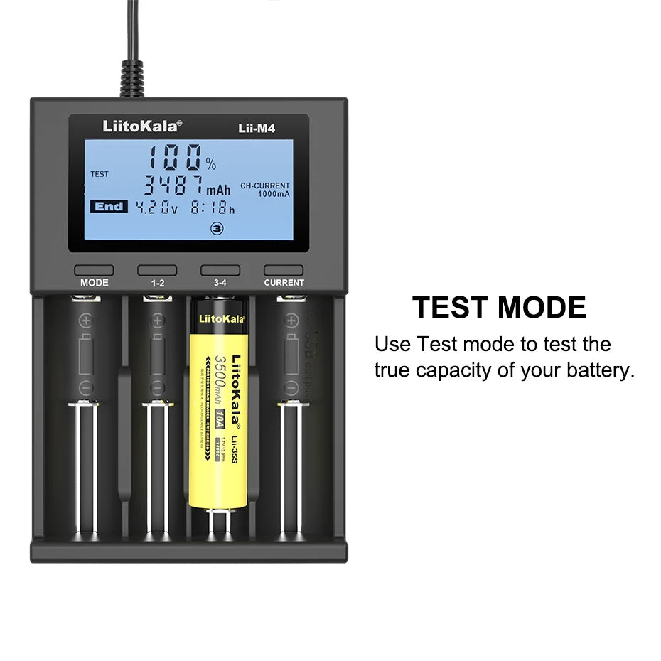 LiitoKala Lii-M4 Lii-CH4 18650 Charger LCD Display Universal Smart Charger Test Capacity 26650 18650 21700 AA AAA Battery 4slot