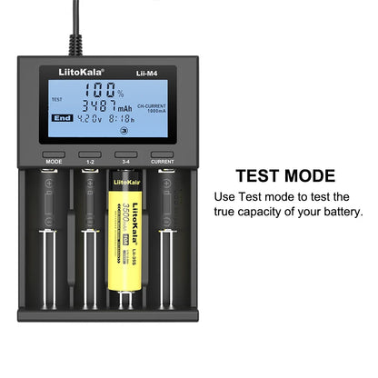 LiitoKala Lii-M4 Lii-CH4 18650 Charger LCD Display Universal Smart Charger Test Capacity 26650 18650 21700 AA AAA Battery 4slot