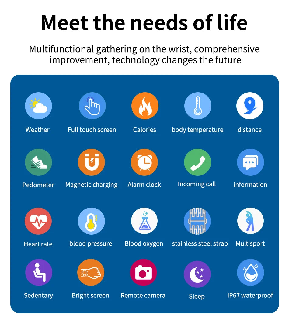 LIGE GPS Sport Track Recording Men Steel Band Smart Watch Body Temperature Activity Sport Fitness SmartWatches  Men Waterproof