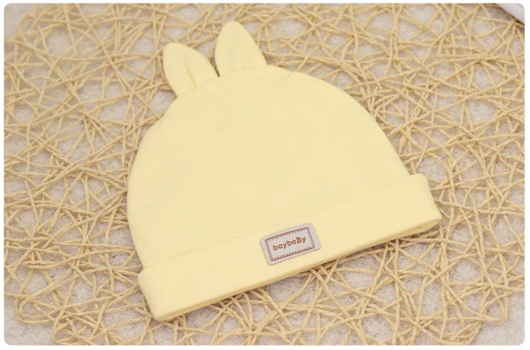 Baby Hat for Newborn Solid Color Cap Kids Bunny Hats Children Soft Cotton Breathable Sweat-Absorbent Boys Girls Baby Stuff