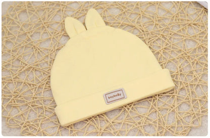 Baby Hat for Newborn Solid Color Cap Kids Bunny Hats Children Soft Cotton Breathable Sweat-Absorbent Boys Girls Baby Stuff