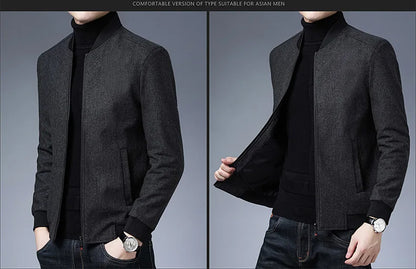 New Brand Casual Fashion Baseball Collar Autumn Winter Mens Coat 2025 Men Clothing Fashion Jacket Solid Classic Windbreaker
