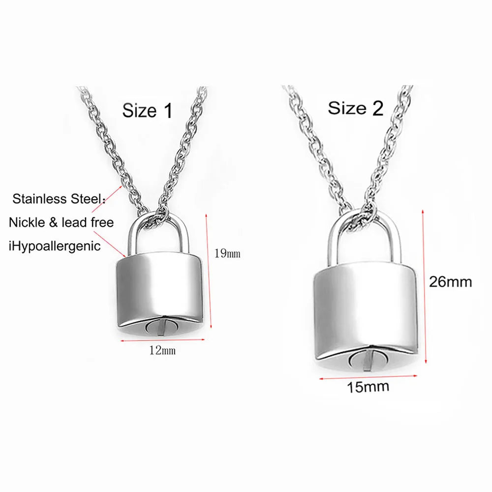 New Style Stainless Steel Small Pad Lock Cremation Ashes Urn Necklace Jewelry Keepsake Pendant Lock Memorial Jewelry