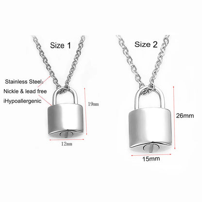 New Style Stainless Steel Small Pad Lock Cremation Ashes Urn Necklace Jewelry Keepsake Pendant Lock Memorial Jewelry