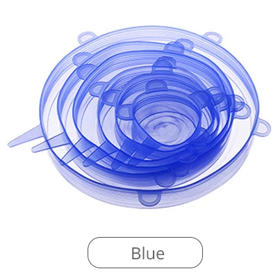 6pcs Reusable Silicon Stretch Lids,Universal Silicone Food Cover ,Silicone Lids For Food Cookware Bowl Kitchen Accessories