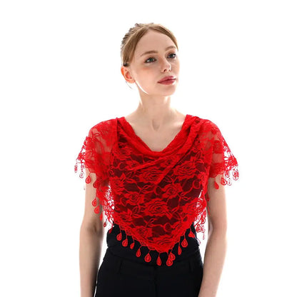 Embroidered Triangle Scarf For Church Shawl Catholic Church Prayer Shawl Sheer Floral Spanish Mantilla Lace Veil Wedding Cape