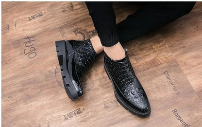 Male patent leather Moccasins shoes High top italian formal dress brogue oxford wedding Business  shoes boots 2021