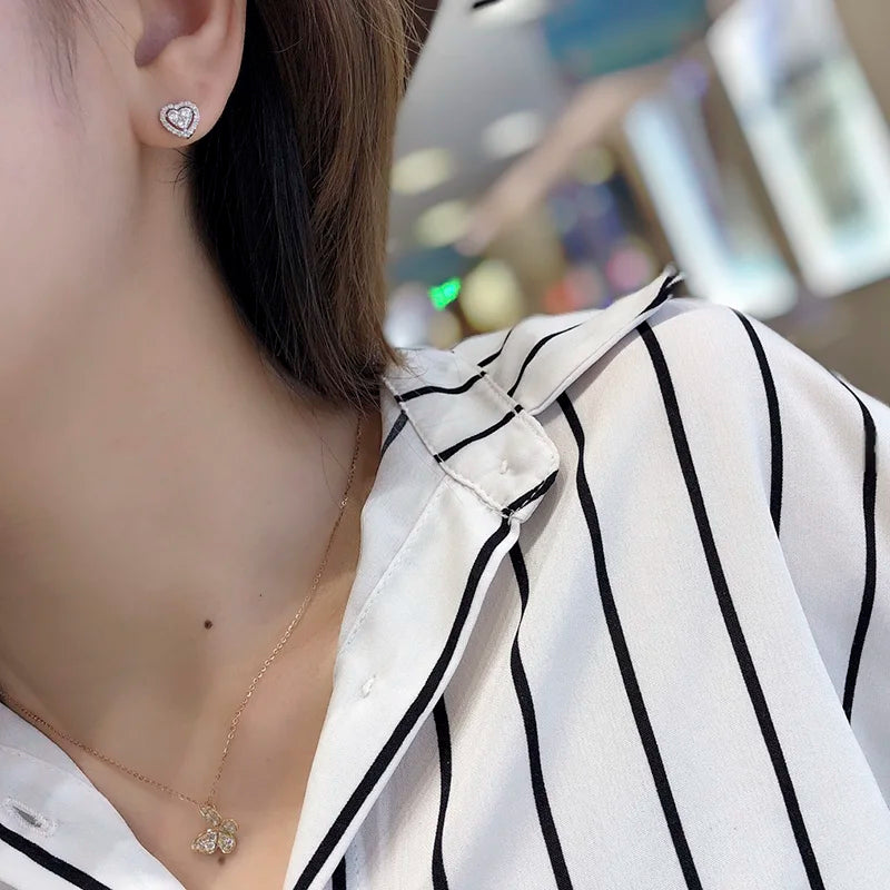 Huitan Luxury Full Cubic Zirconia Heart Earrings for Bridal Wedding Engagement Accessories Shiny Fashion Jewelry Women Ear Ring