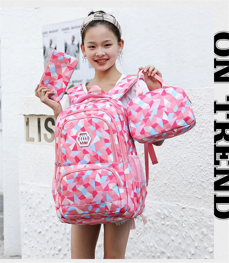 School Bags for Teenagers Girls Schoolbag Large Capacity Boys Printing School Backpack Set Rucksack Bagpack Kids Cute Book Bags