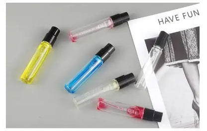 1.5ml 2ml 2.5ml Glass Bayonet bottle with White Black Clear 3 Color Plastic Sprayer Sample Spray Bottle 100pcs