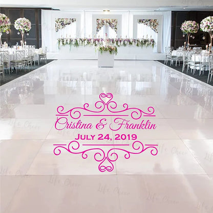 Wedding Dance Floor Decal Wedding Floor Monogram Vinyl Floor Sticker Party Decor Custom Name & Date DIY Wall Sticker