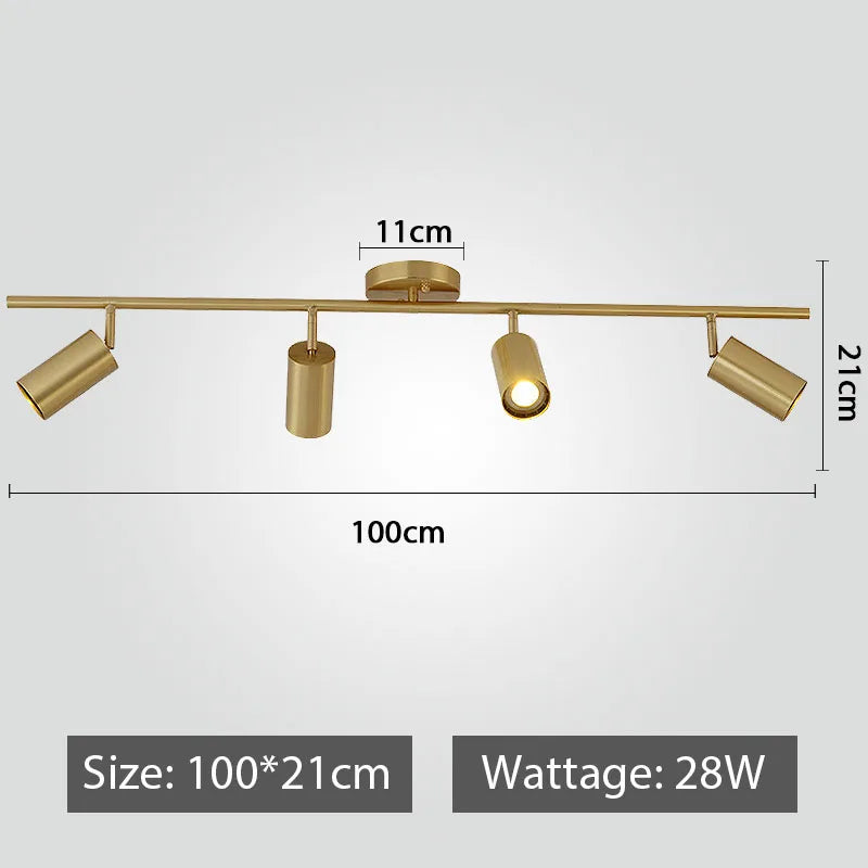 LED Track Light GU10 Aluminum Ceiling Light Modern Golden Tracking Lighting Fixture Clothing Shop Spotlights