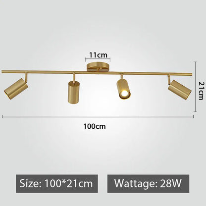 LED Track Light GU10 Aluminum Ceiling Light Modern Golden Tracking Lighting Fixture Clothing Shop Spotlights