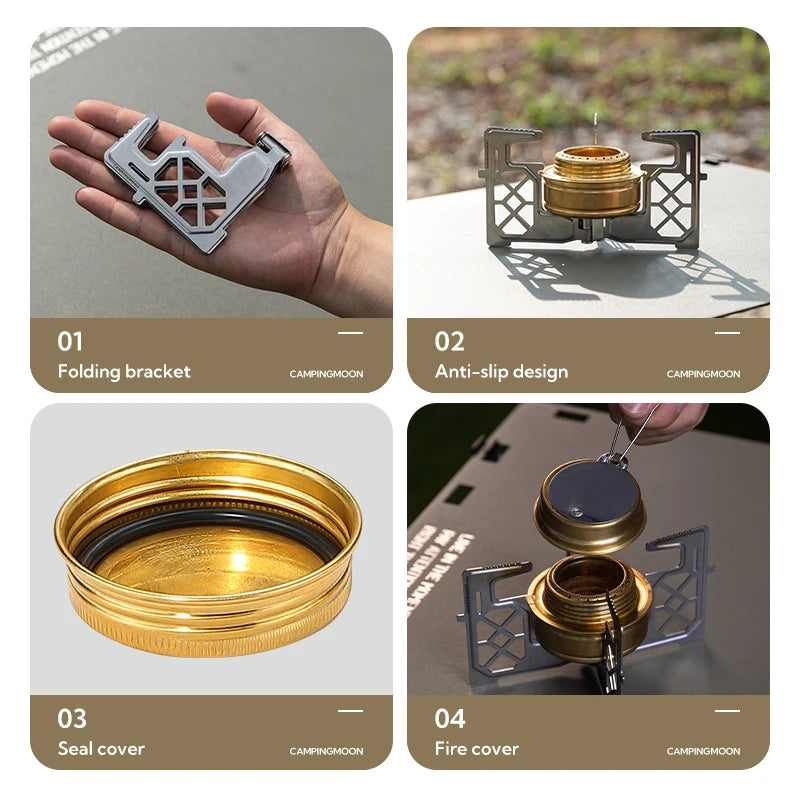 CAMPINGMOON AS-1/AS-ST Outdoor Small Picnic Equipment Alcohol Stove Brass Stove Liquid Alcohol Stove Head Portable Stove