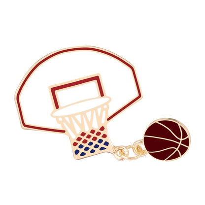 Sports Ball Series Brooch Soccer Basketball Ping Pong Enamel Pin with Chain Cartoon Fashion Accessories Denim Badge Jewelry Gift