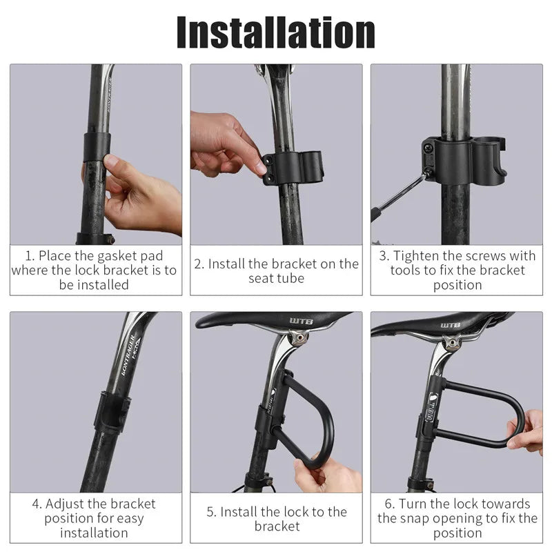 WEST BIKING Bicycle U Lock Anti-theft MTB Road Mountain Bike Lock Bicycle Accessories U-Locks Cycling Steel Security Bike Locks