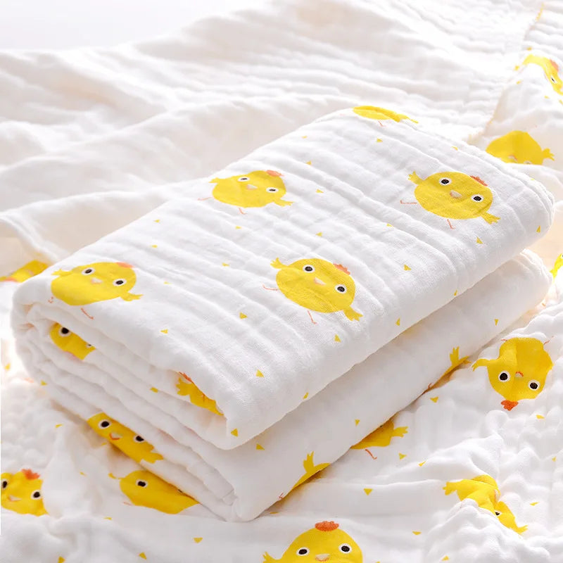 Baby Bath Towel Muslin Cloth Kids Bathrobe Child Blanket Wrap for Newborn Infant Toddler Boys Girls Gauze Cotton 110*110cm