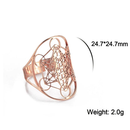 Cooltime Archangel Metatron Rings Cube Stainless Steel for Women Men Salomon Jewelry Secret Geometry Finger Accessories Amulet