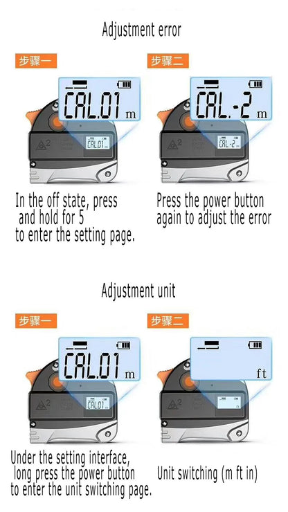 40M Laser Measuring Tape with Battery Retractable Digital Electronic Tape Measure Multi Angle Measuring Tool