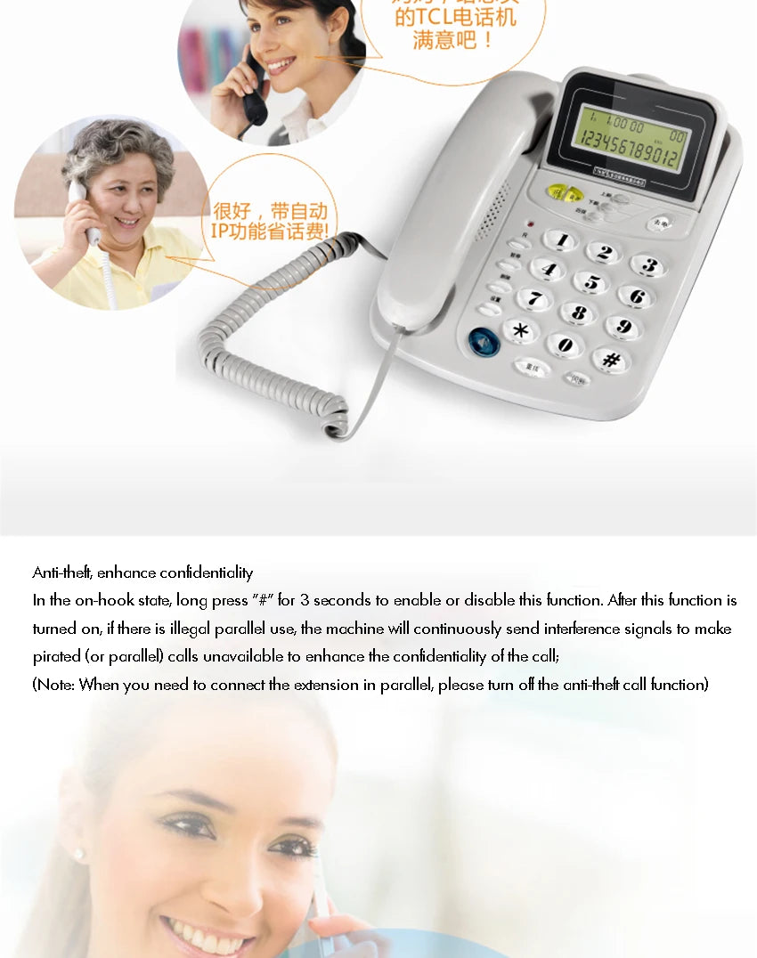 Caller ID Home Landline with Loud Ringtone for Elderly, Corded Desk Phone, Wall Mountable Fixed Landline Telephone