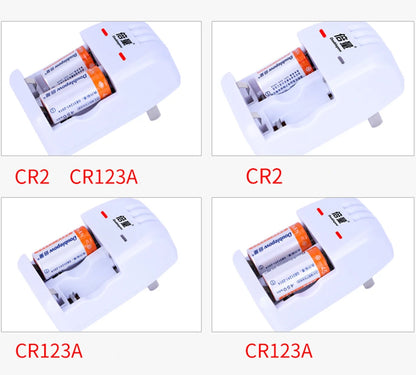 2PCS High quality 3V Cr2 rechargeable battery 800mWh lithium ion rechargeable battery + Cr2/CR123A universal smart charger
