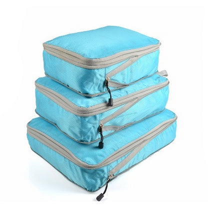 3pcs/set Compression Packing Cubes Travel Storage Bag Luggage Suitcase Organizer Set Foldable Waterproof Nylon Material