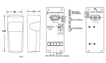 12m garage sliding door gate opener barrier gate Safety beam Sensor/Battery power Infrared Photocell Gate & Door sensor