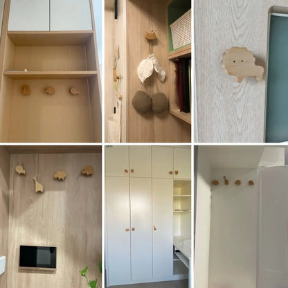 1pcs Animal Wooden Hooks Cute Room Decor Hook Wall Keychain Coat Hook Home Door Wood Hook Hanger Kitchen Accessories Gadget