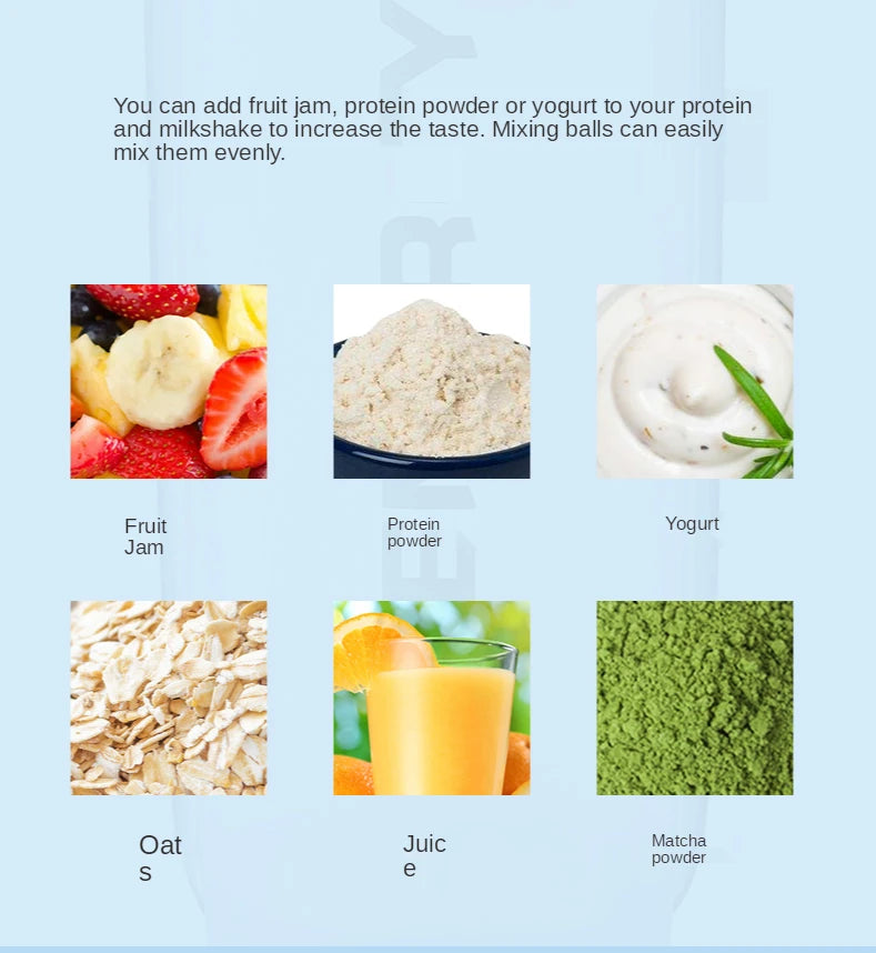 Portable Shaker Bottle with Stirring Ball, Perfect for Protein Shakes and Pre-Workout, Water Bottles without BPA, 500 ml, 700ml