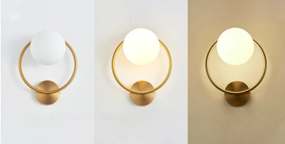 Decorative Modern Wall Lamp with Glass Shade Bedside Bedroom Loft Design Up Down Iron Led Wall Lights Gold for Home Mirror E27