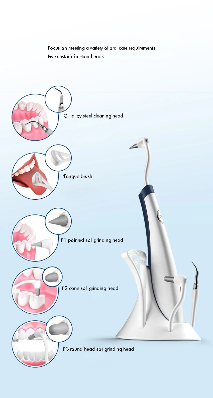 Water Flosser Cordless Dental Oral Irrigator for Teeth with LED Light and 3 / 5 Jet Tips, 4 Modes, Dental Calculus Remover
