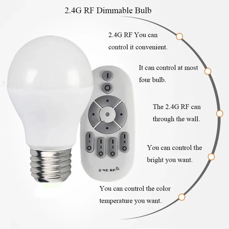Smart LED Bulb E27 6W 9W 12W RF 2.4G Wireless Remote Control Night Light Timing Turn off Warm Cold Light Dimmable Led Lamp Bulb
