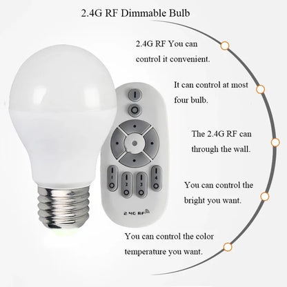 Smart LED Bulb E27 6W 9W 12W RF 2.4G Wireless Remote Control Night Light Timing Turn off Warm Cold Light Dimmable Led Lamp Bulb