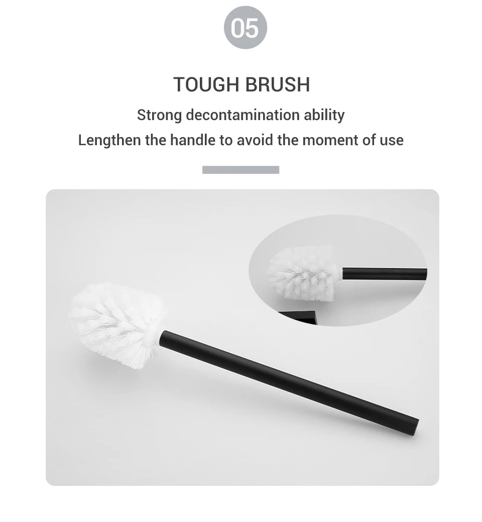 Black Stainless Steel Square Wall-mounted Bathroom Accessories Toilet Brush