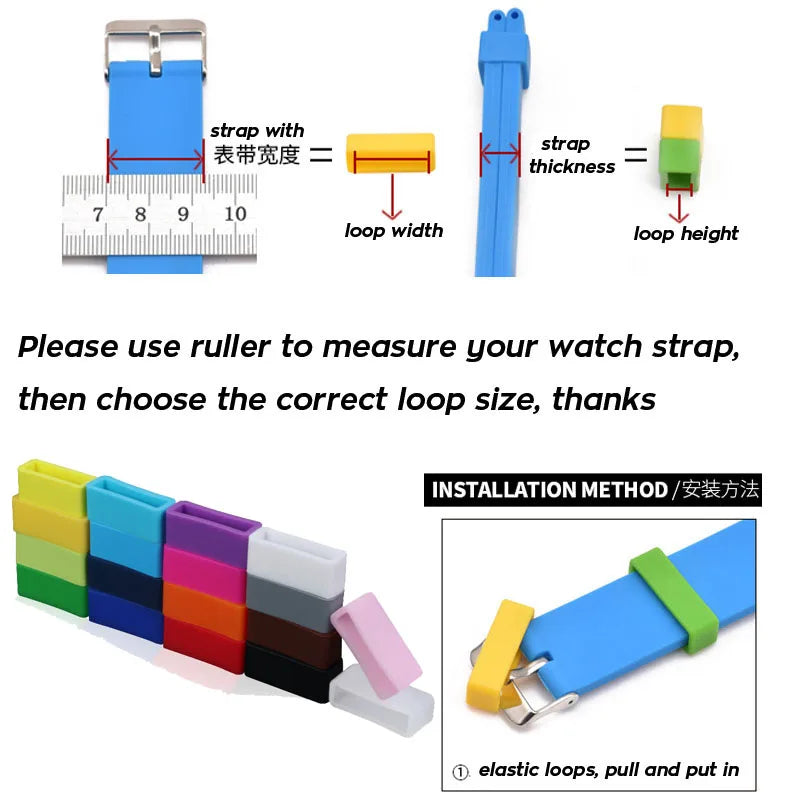 2PCS Watch Accessories Silicone Bezel Ring Watch Loop For Rubber Strap Loop Rubber Band Buckle With Ring Withings Loop