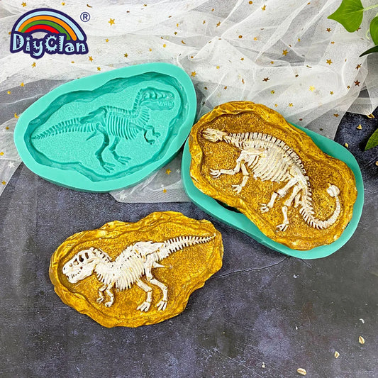 Dinosaur Skeleton Specimen Silicone Mold Tyrannosaurus Ankylosaurus Specimen Model For Gypsum Resin Handmade Crafts Making Mould