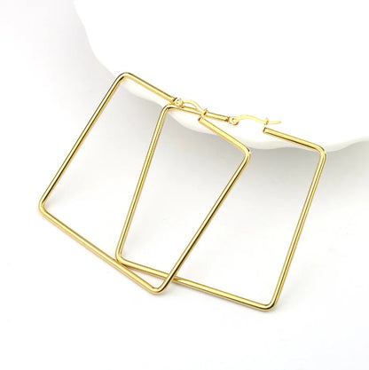 Titanium Steel Exaggerated Geometric Square Rhombus Hoop Earrings for women Big Earring Statement Ear Ring Nightclub Jewelry