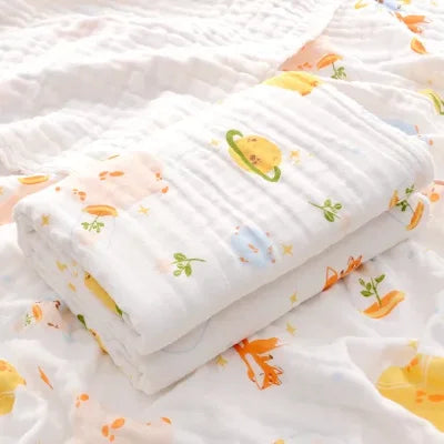 Baby Bath Towel Muslin Cloth Kids Bathrobe Child Blanket Wrap for Newborn Infant Toddler Boys Girls Gauze Cotton 110*110cm