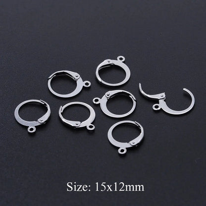 10pcs/Lot 316 Stainless Steel     Ear ring French D Buckle Ear Hook Wholesale Never Tarnish