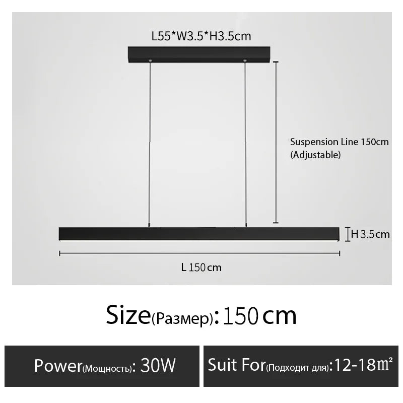 One word minimalist dining room chandelier modern long strip dining table lamp luxury dining room bar table lamp office light